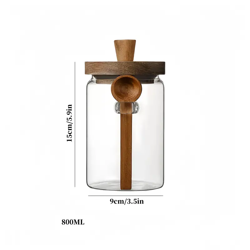 Airtight Glass Storage Jars with Wooden Lid & Spoon - Image 11