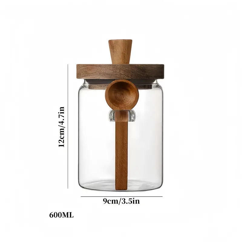 Airtight Glass Storage Jars with Wooden Lid & Spoon - Image 12