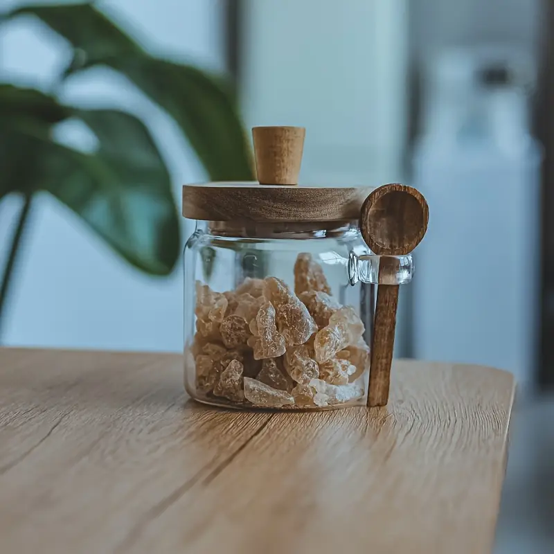 Airtight Glass Storage Jars with Wooden Lid & Spoon - Image 3