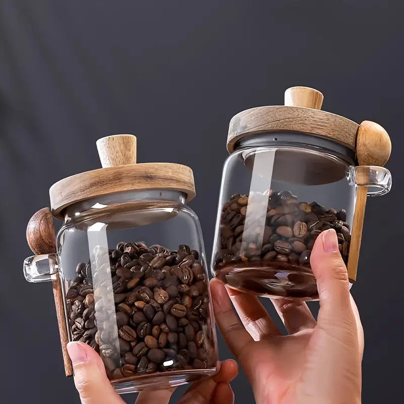 Airtight Glass Storage Jars with Wooden Lid & Spoon - Image 7