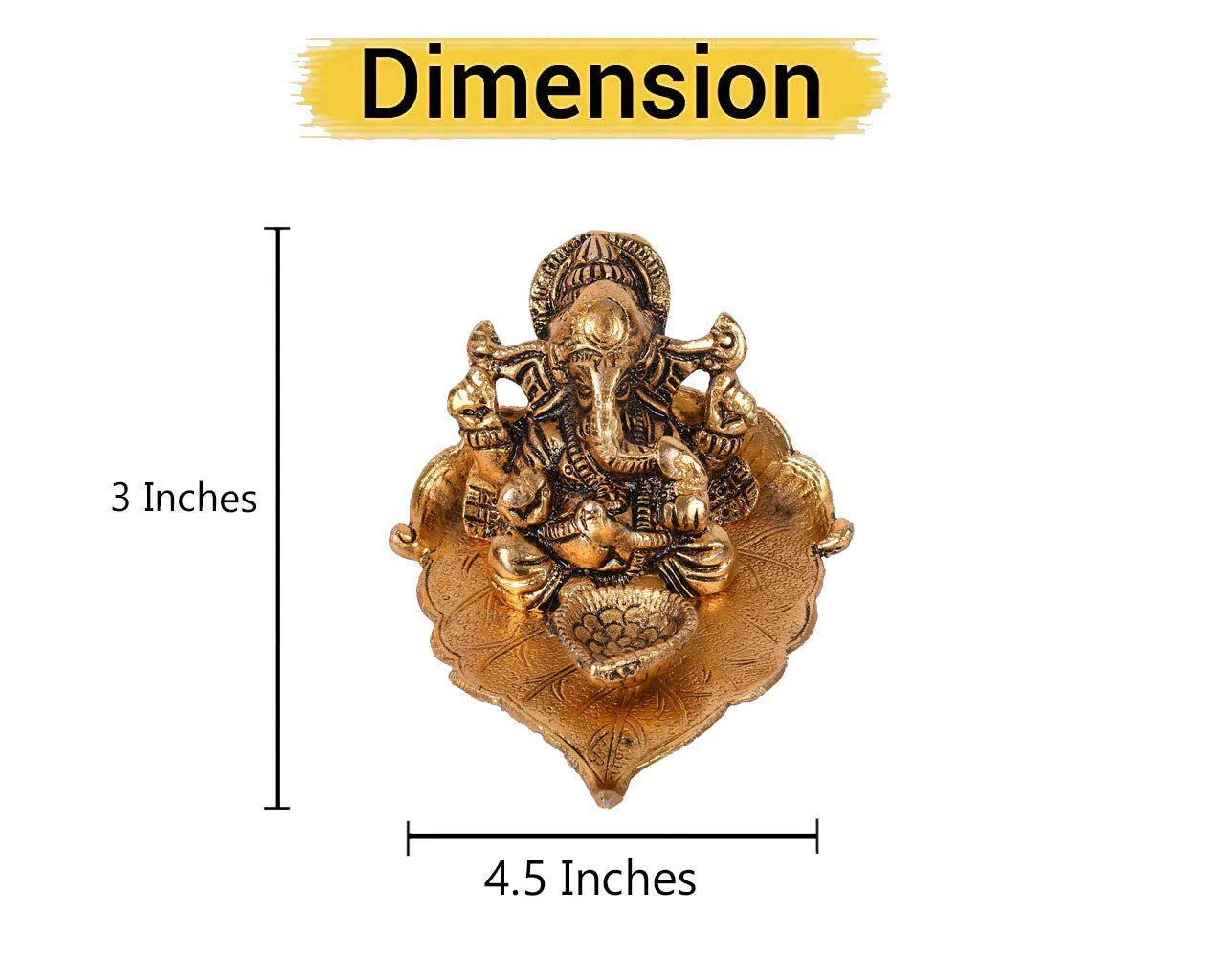Antique Ganesh Idol on Leaf with Diya - Image 5